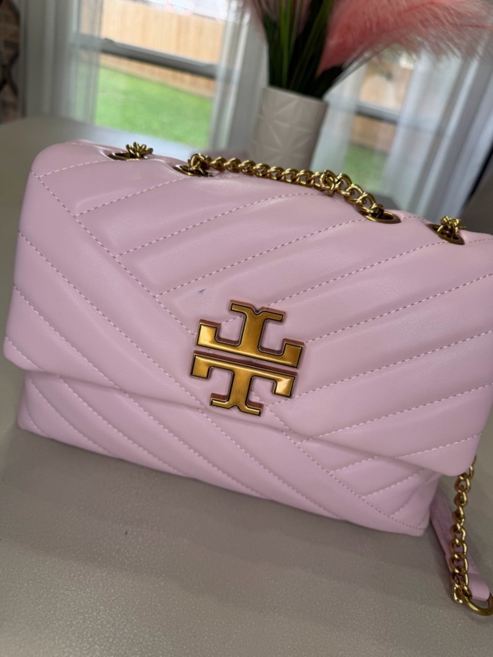 Pastel Pink Quilted Chain Crossbody